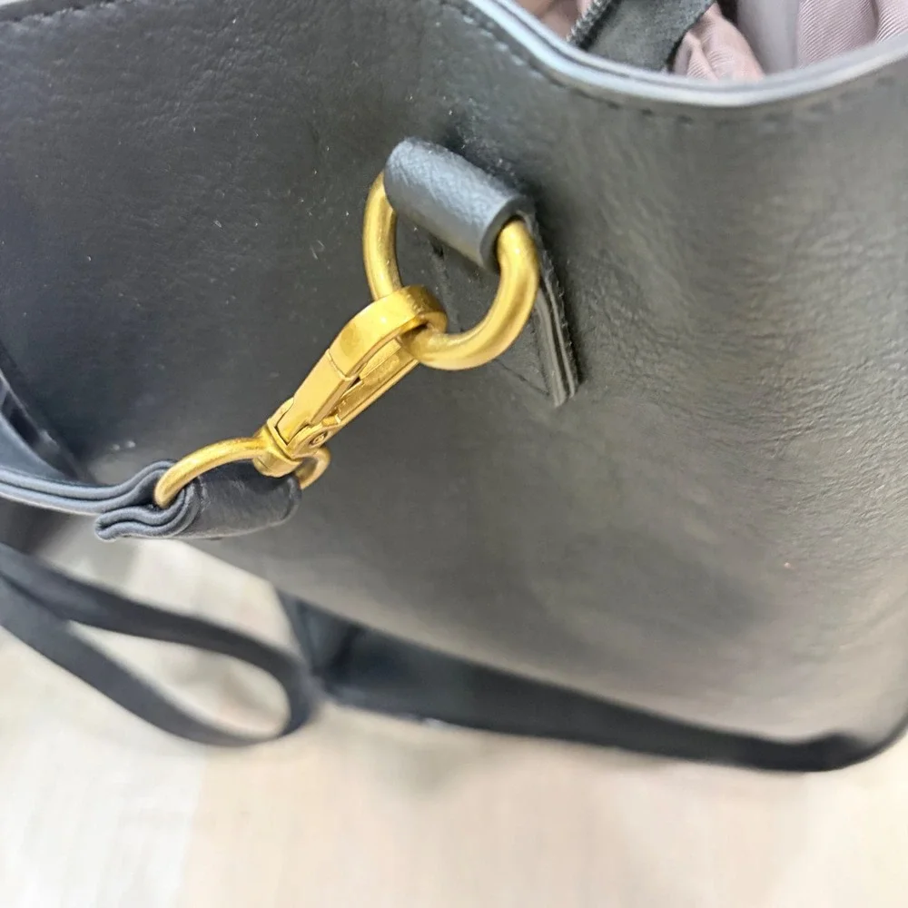 Lovevook‎ Black Laptop Tote Bag Vegan Leather Work Briefcase Crossbody Tassel